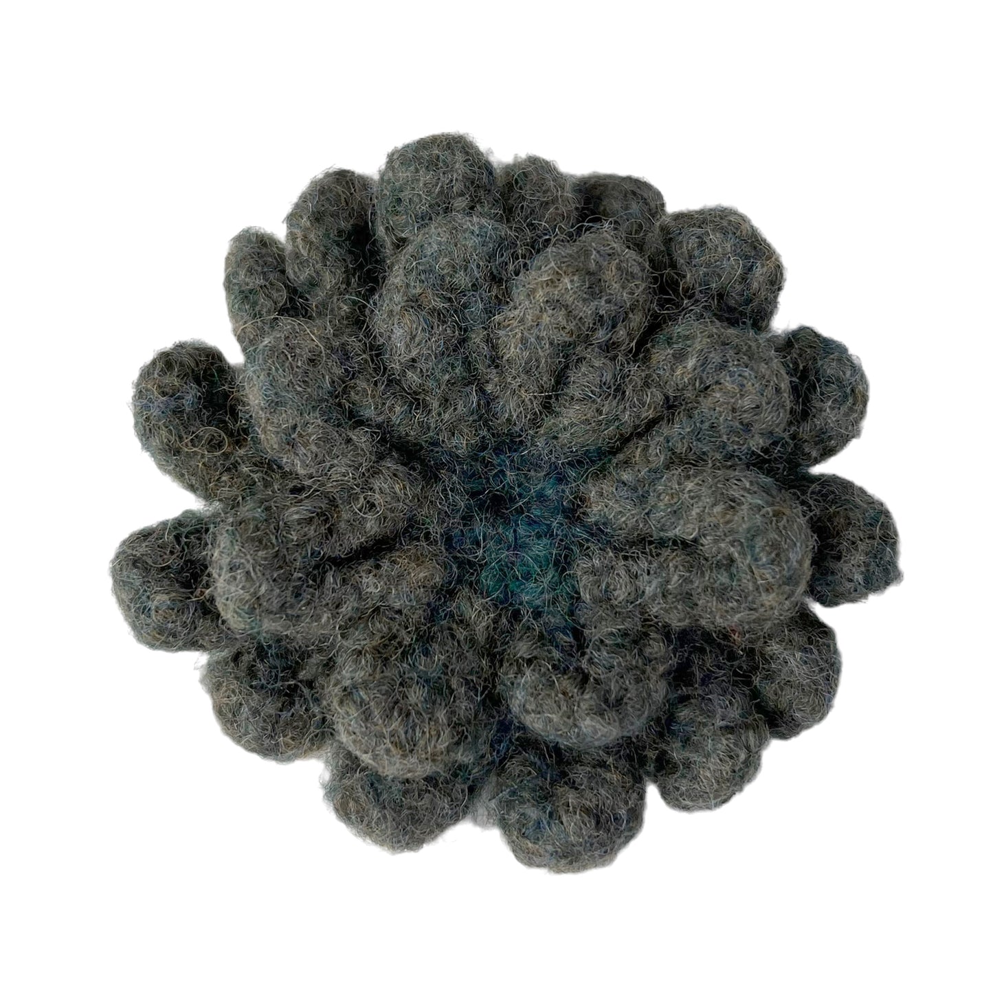 Felted Crochet Wool Flower Flower Brooch Olive Green