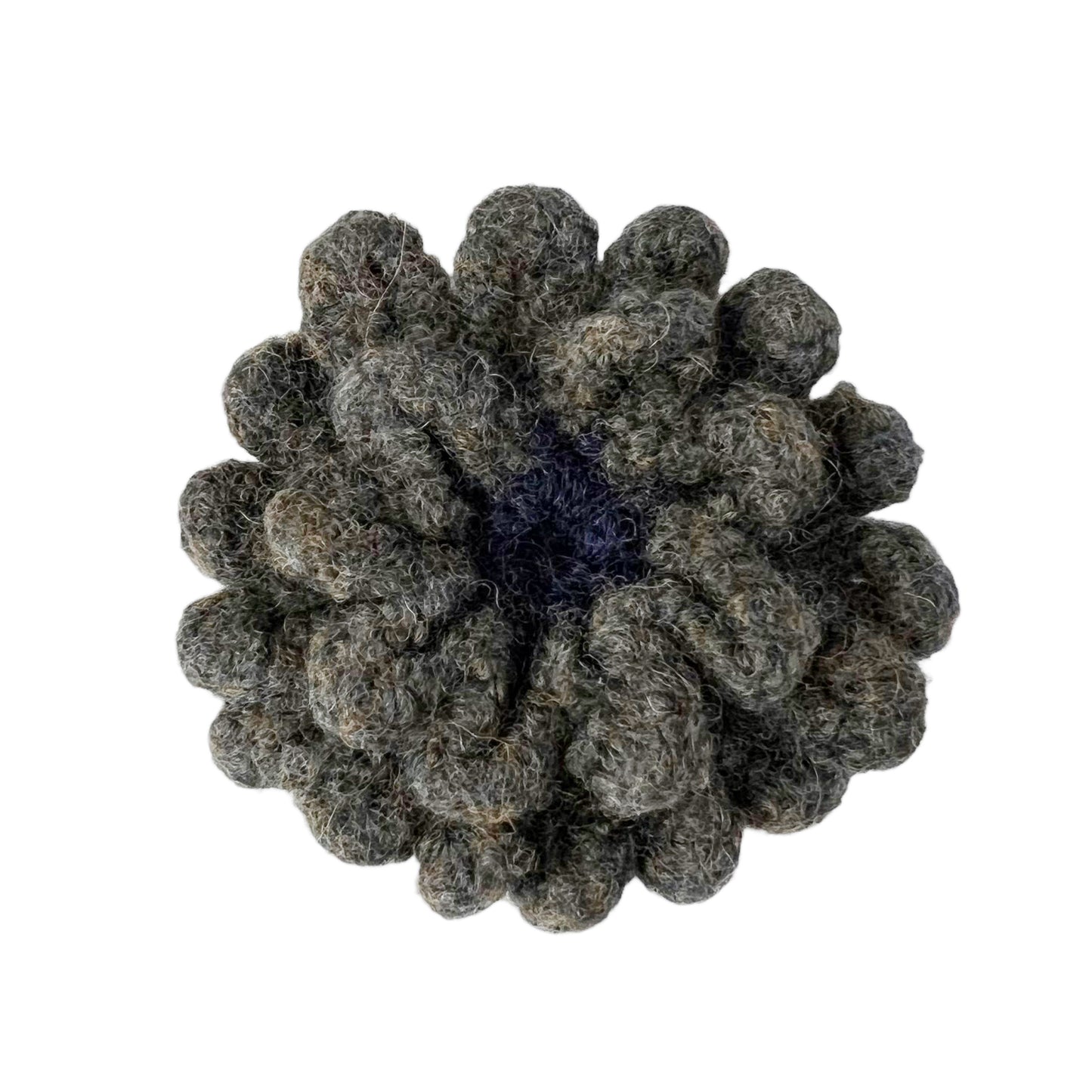 Felted Crochet Wool Flower Flower Brooch Sage Green Navy