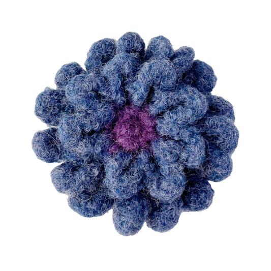Wool Felted Crochet Flower Brooch Sky Blue Lilac