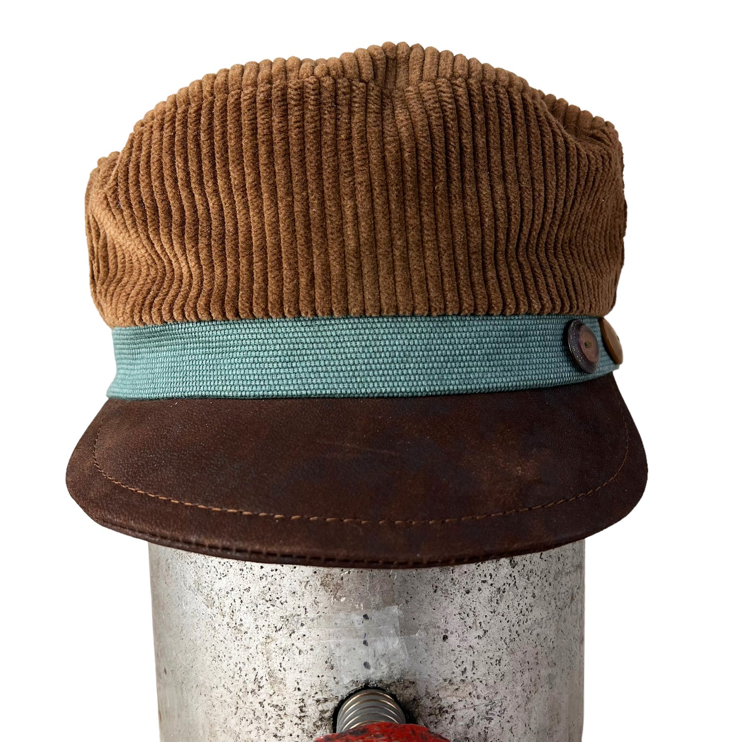 Cordy Peak Cap Corduroy Medium Brown Seafoam Green
