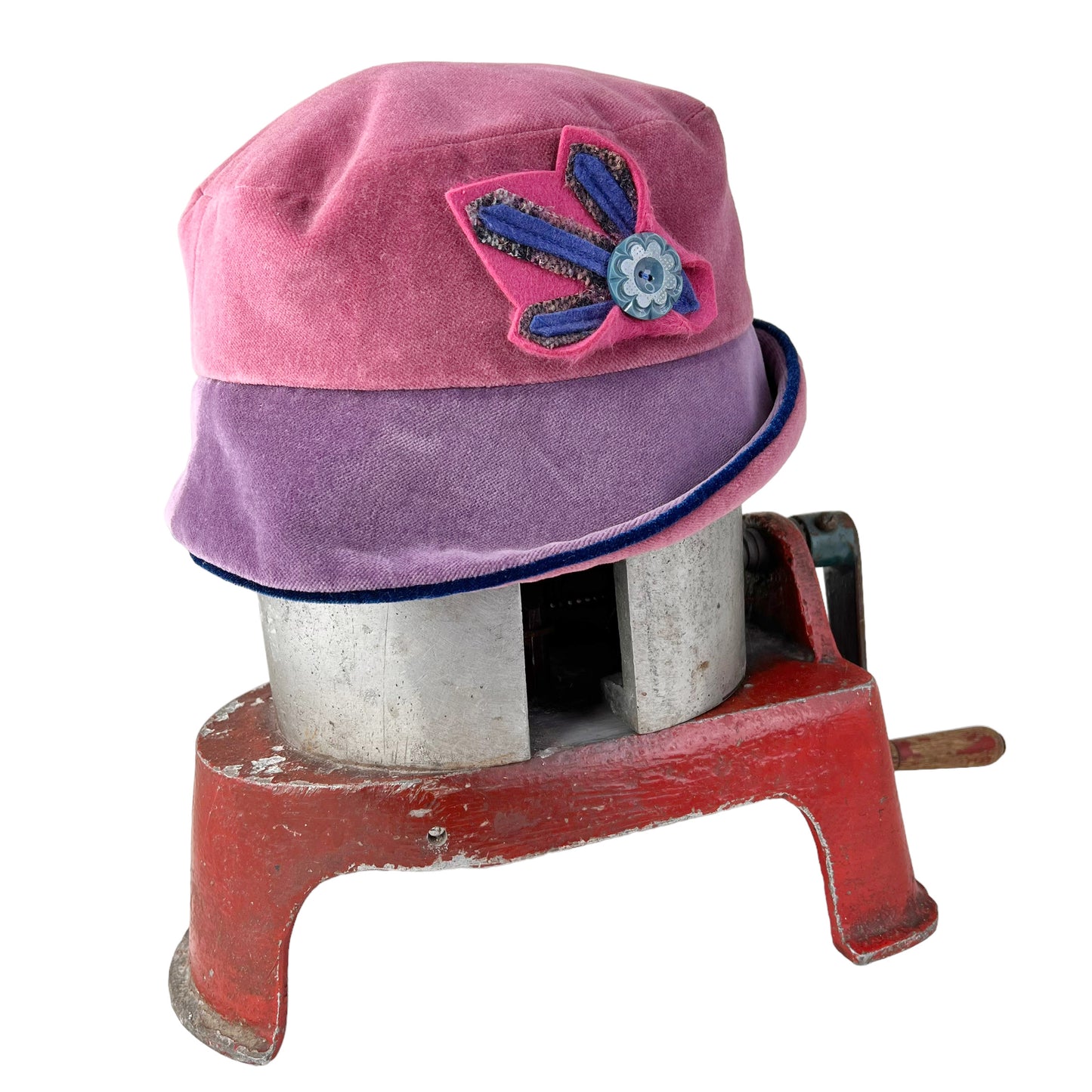 Pink La Bijou Velvet Cloche Hat Size Large