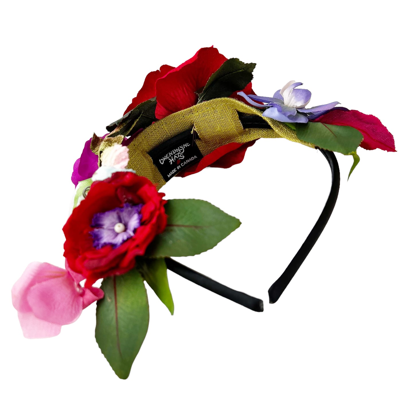 Girls Floral Hairband Red and Hot Pink Rose Tiara Crown