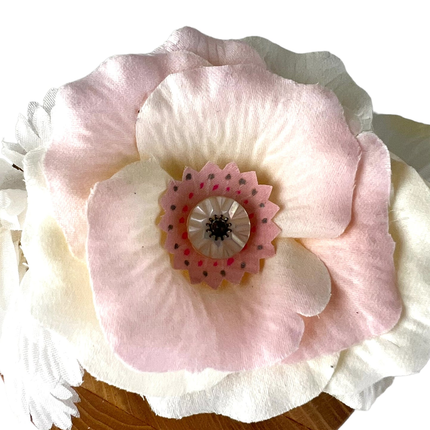 Girls Floral Hairband Pastel Peach Rose white flower Tiara