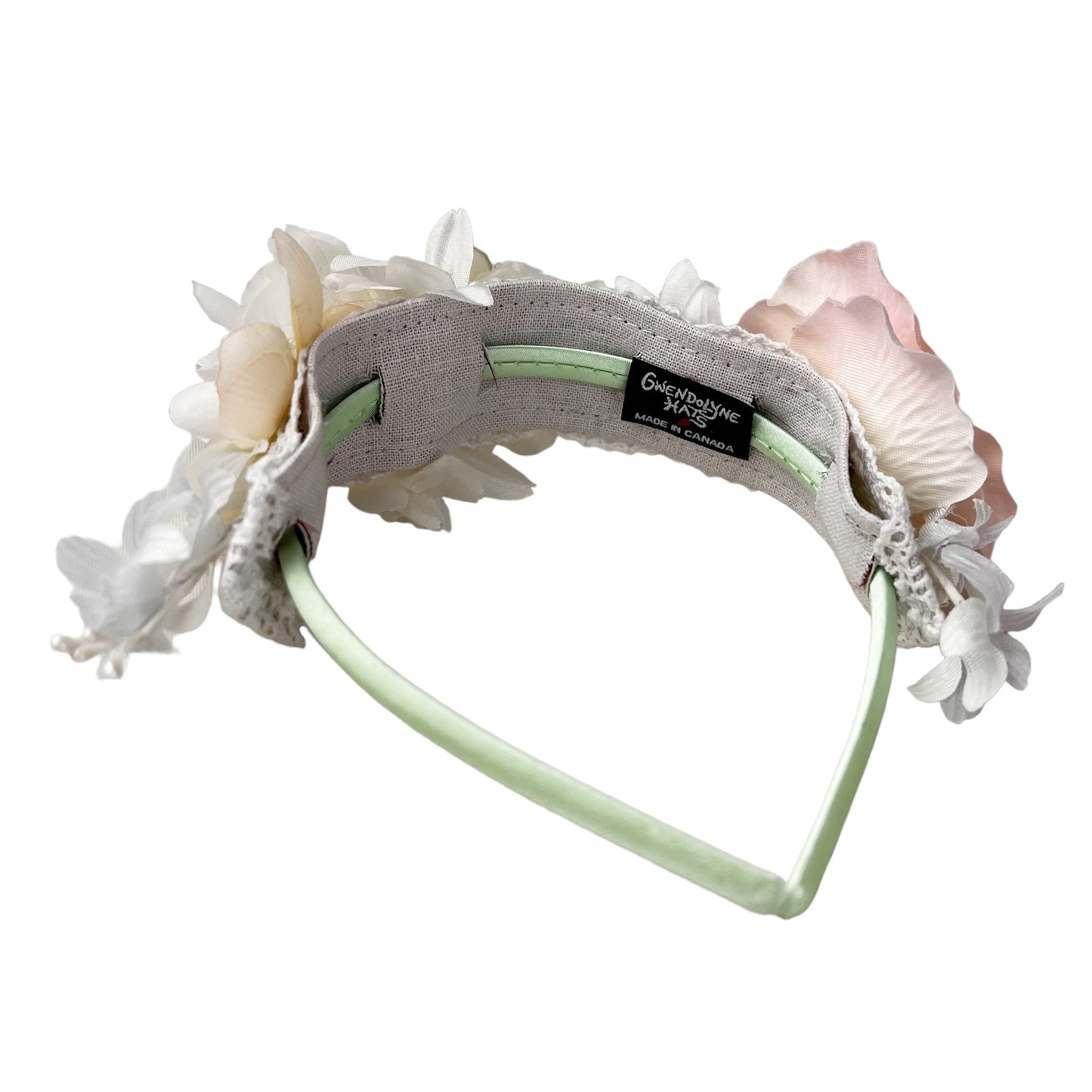 Girls Floral Hairband Pastel Peach Rose with Butterfly Crown