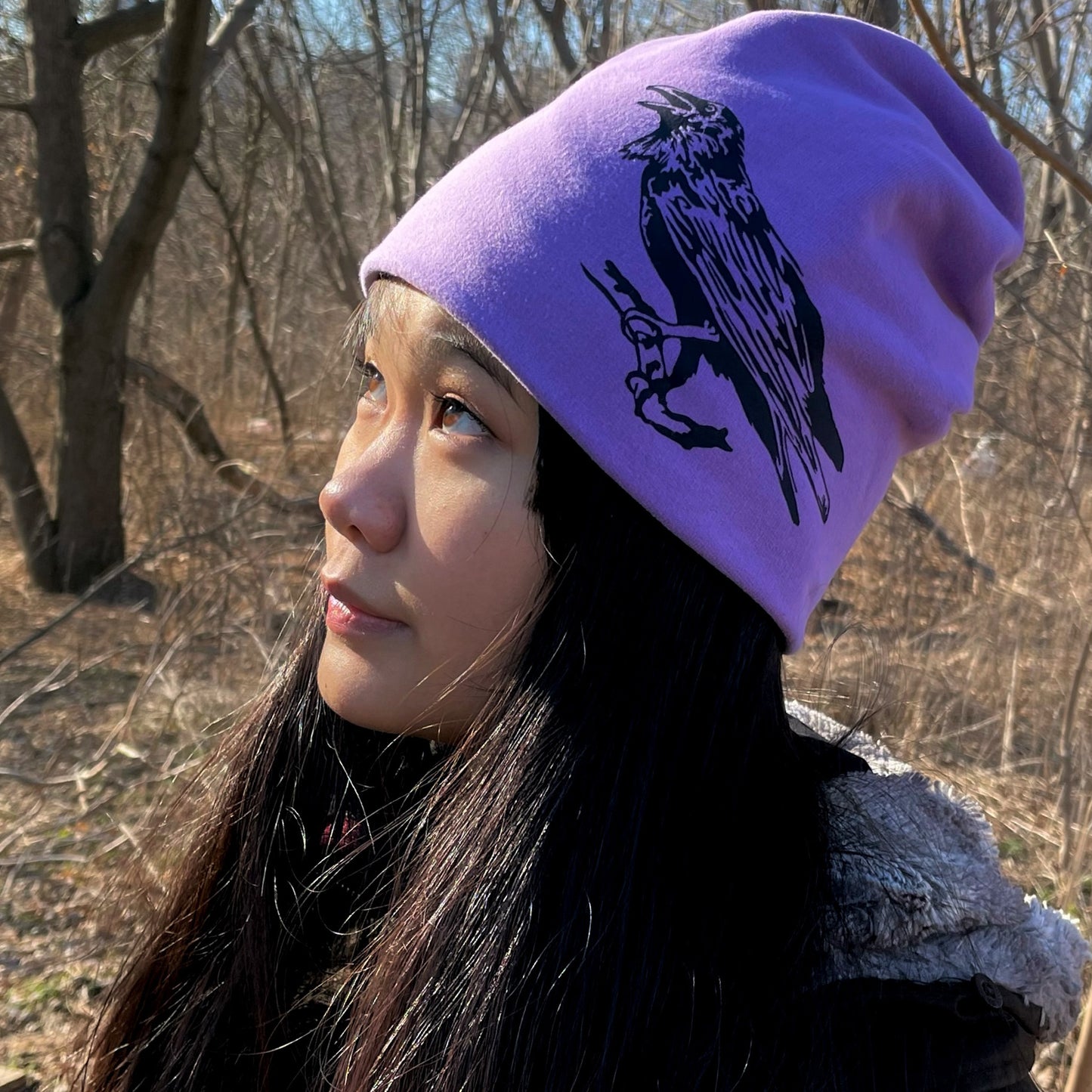 Raven Slouchy Toque Hat Lilac Pink