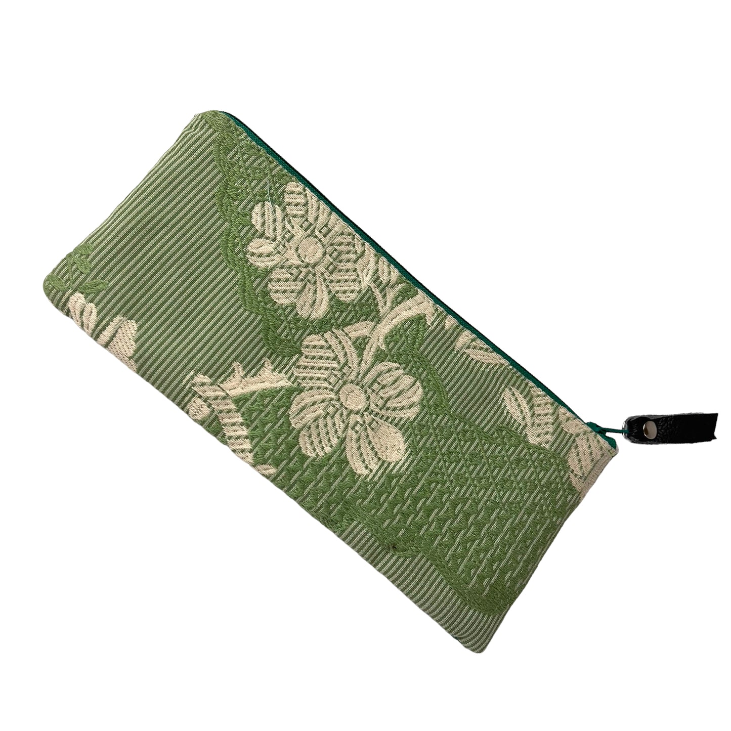Mint Green Tapestry Zipper Card Wallet Patchwork