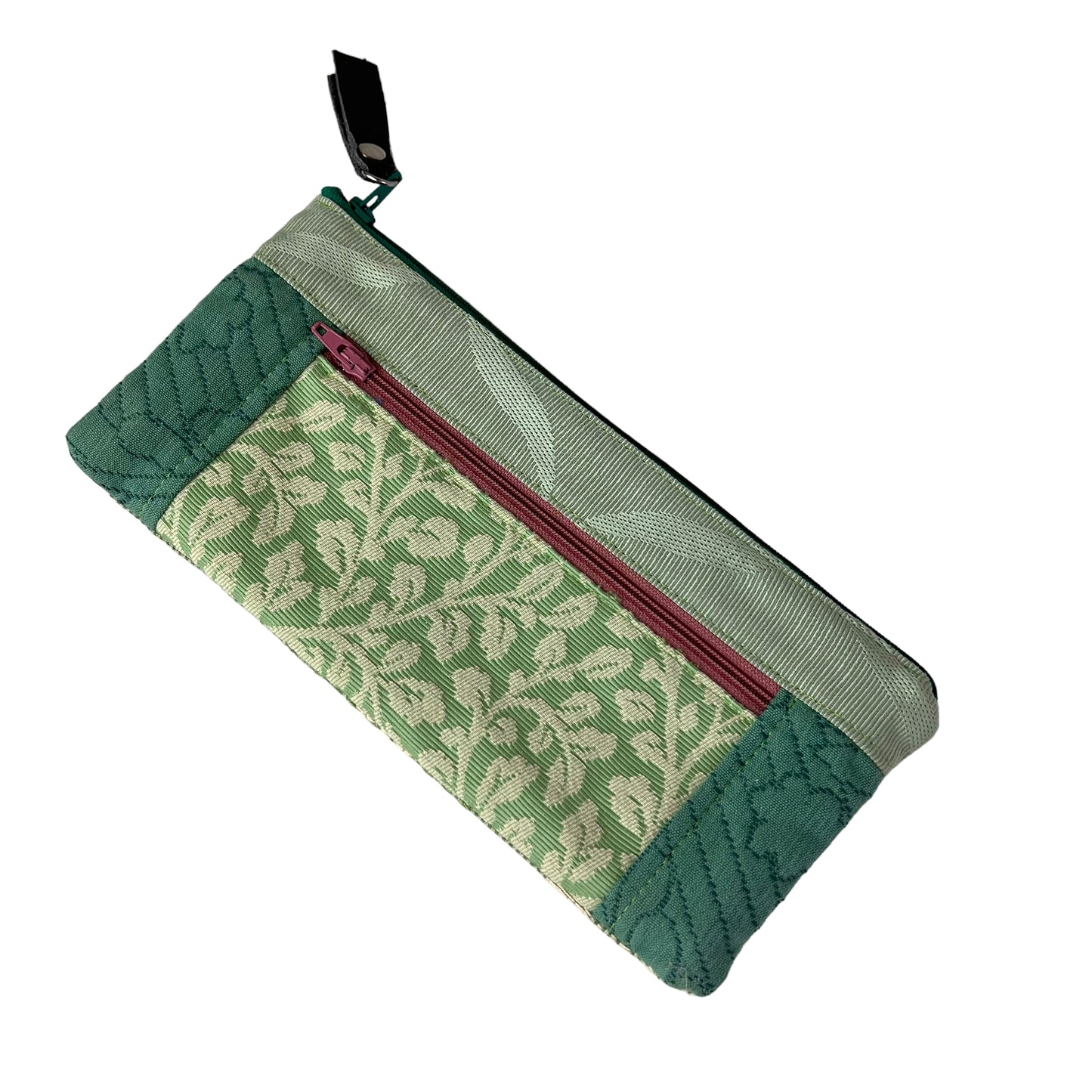 Mint Green Tapestry Zipper Card Wallet Patchwork