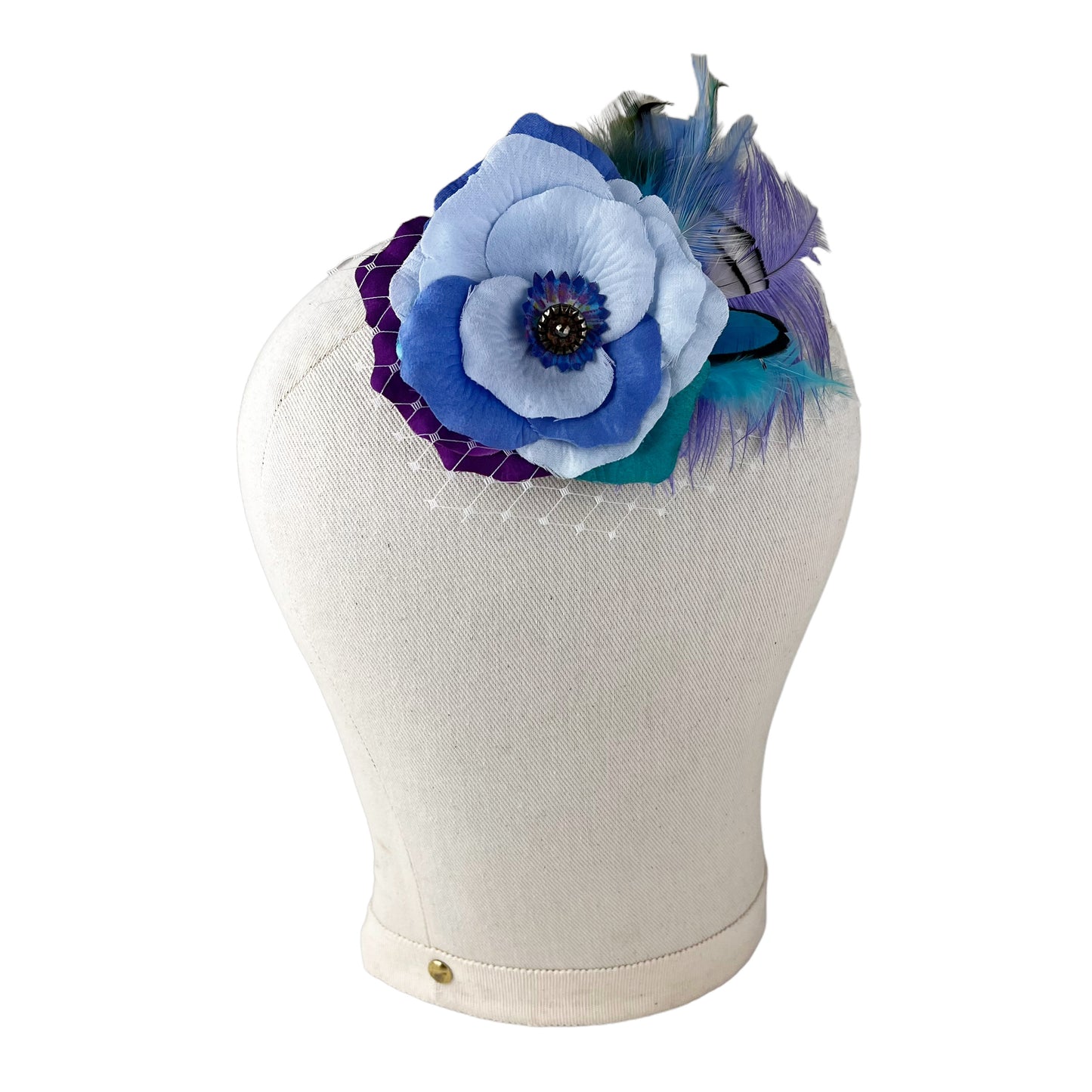 Rose Fascinator Hair Clip Pastel Blue Lilac
