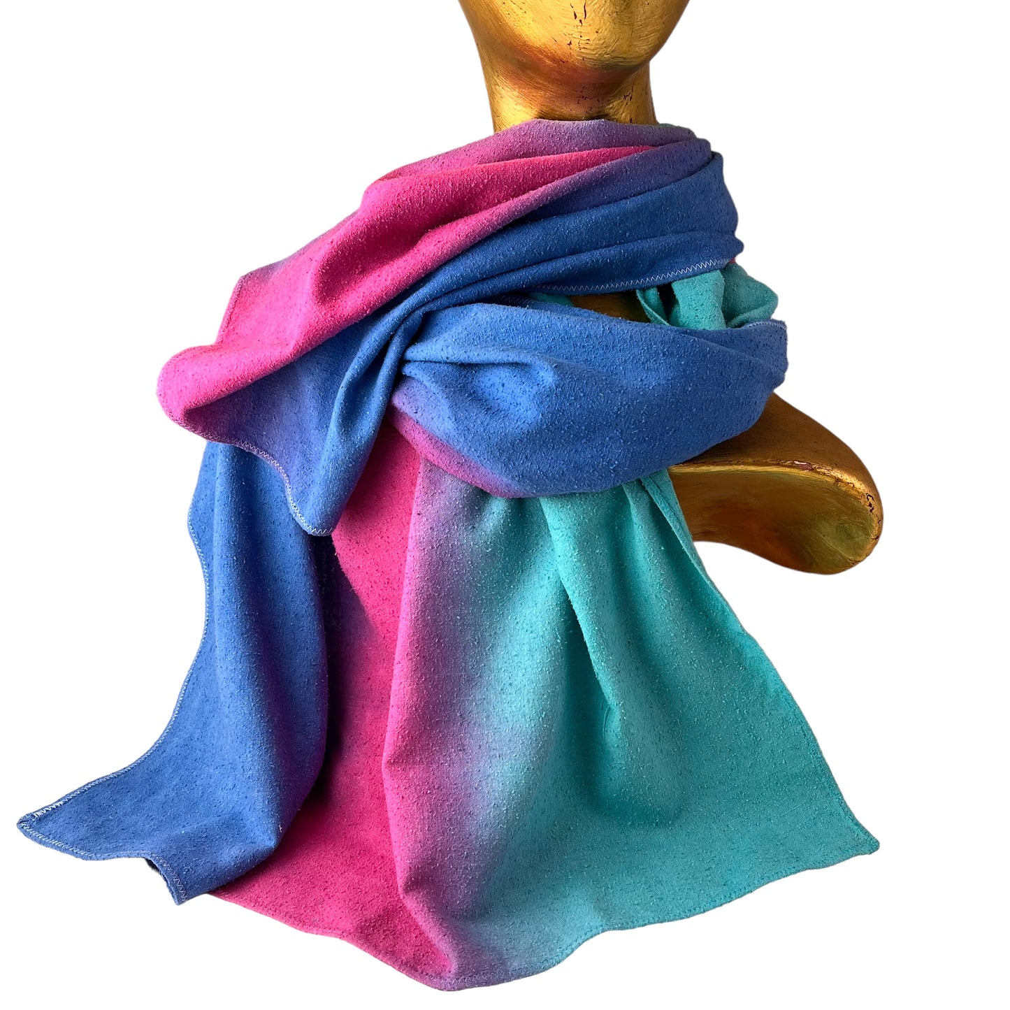 Silk Shawl Wrap Scarf Hand Dyed Pink Blue Turquoise