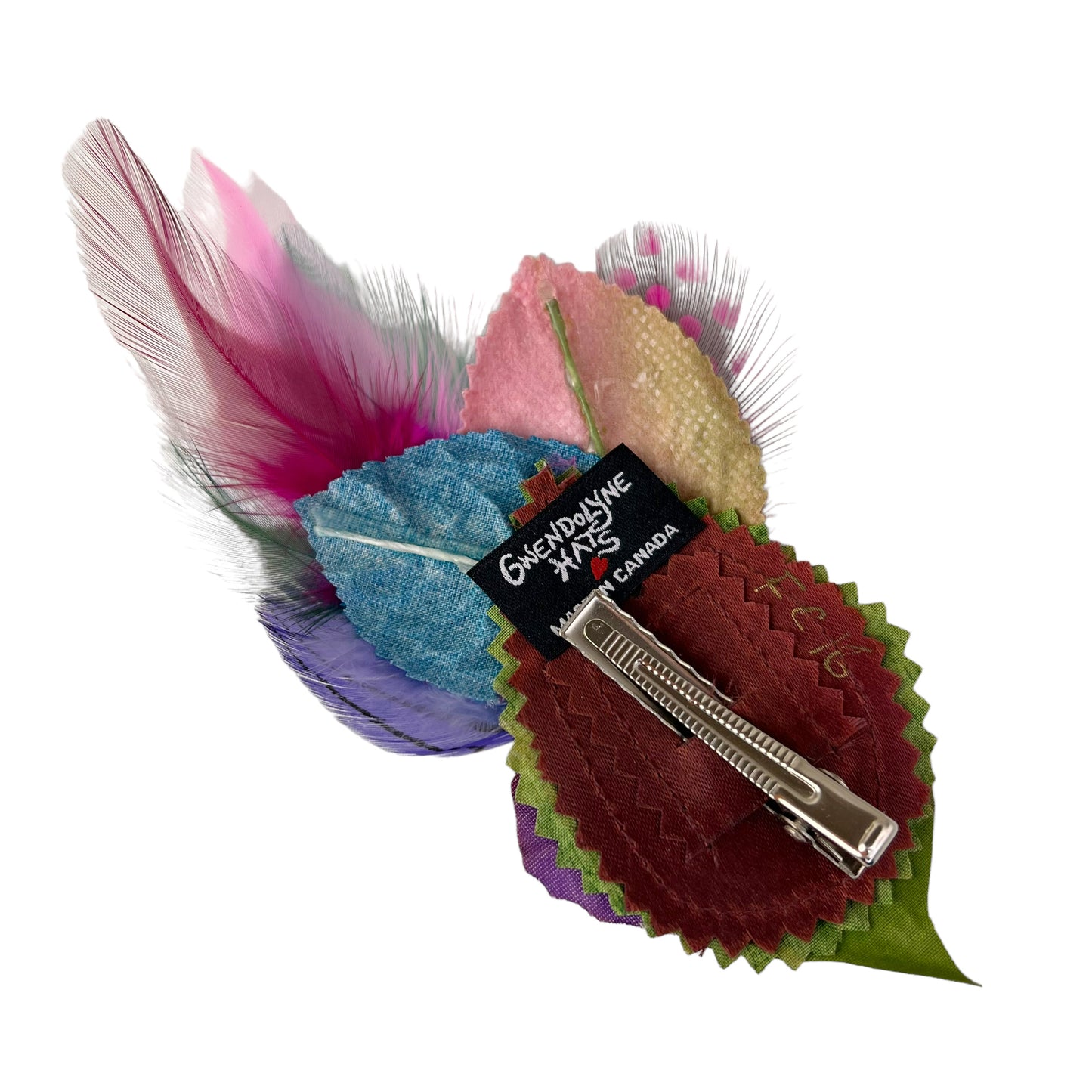 Small Flower Feather Button Hair Clip Purple Pink Light Blue