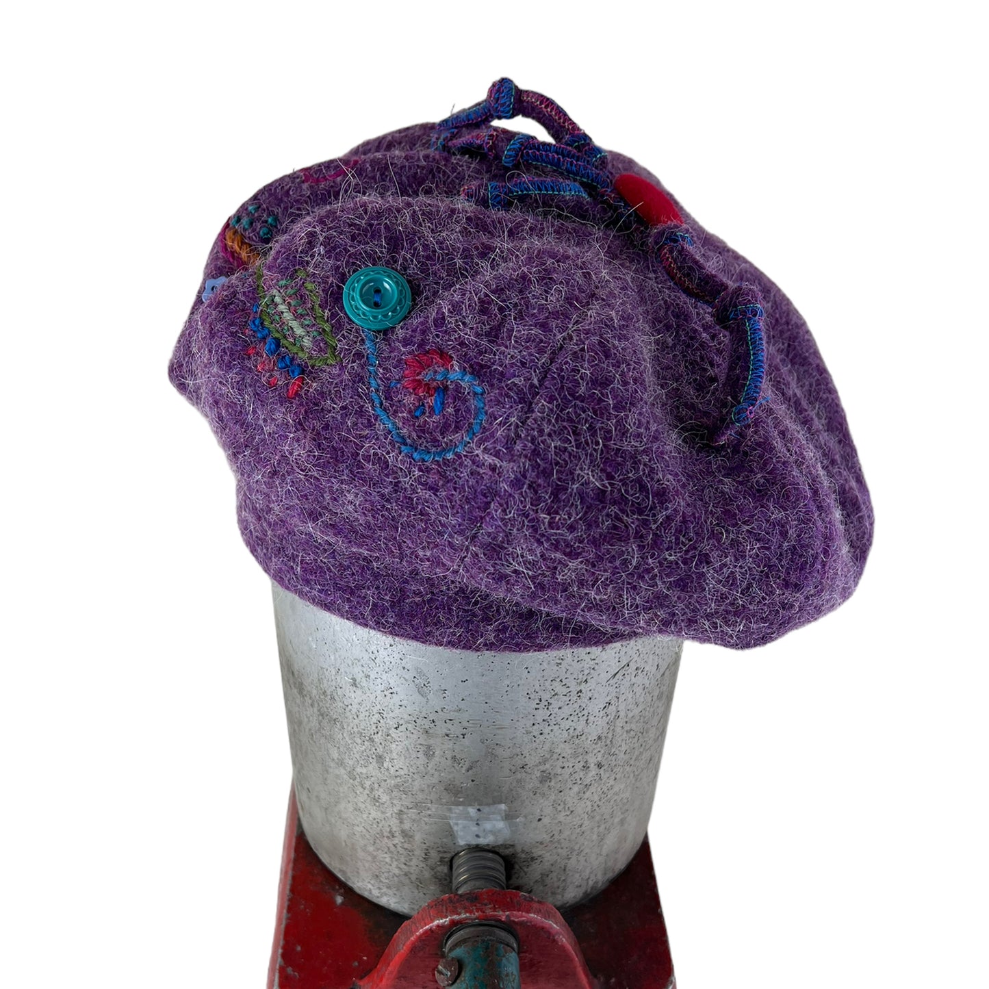 Purple Pumpkin 2 Wool Knit Beret Embroidered with Buttons PPE2