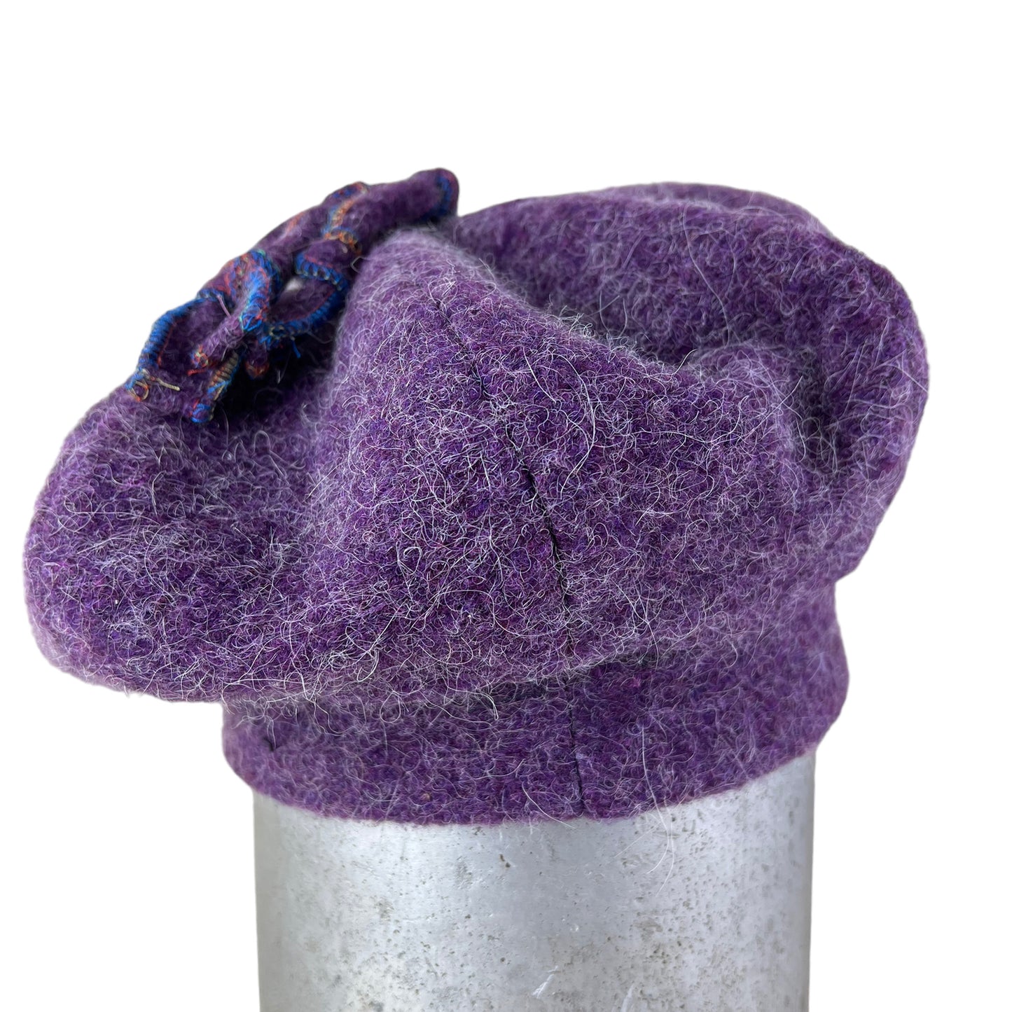 Purple Pumpkin Wool Knit Beret Embroidered with Buttons PPE1