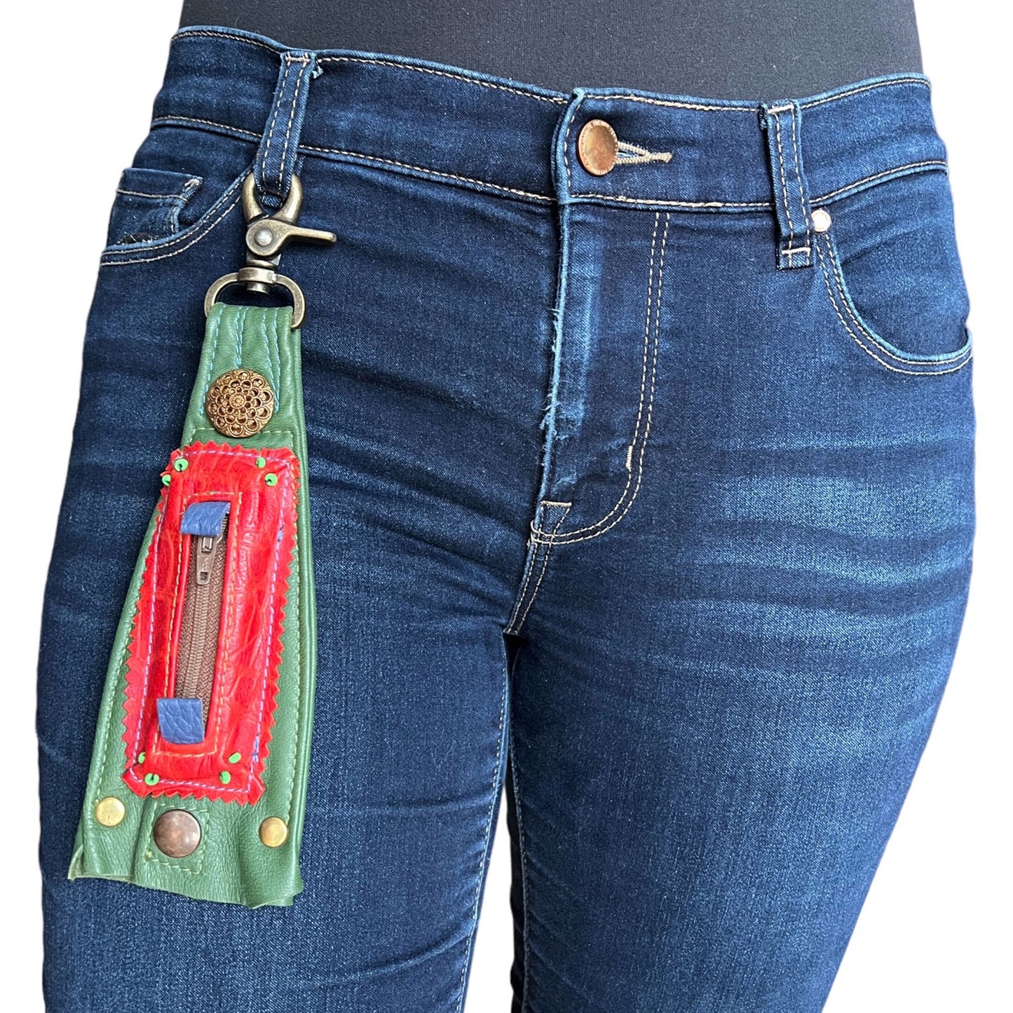Zephr Talisman Leather Spring Hook Pocket Attachable ZE01 Green