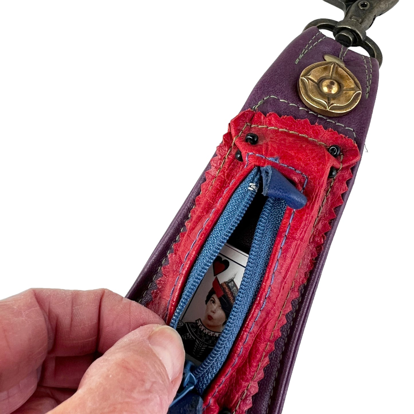 Zephr Talisman Leather Spring Hook Pocket Attachable ZE10 Purple