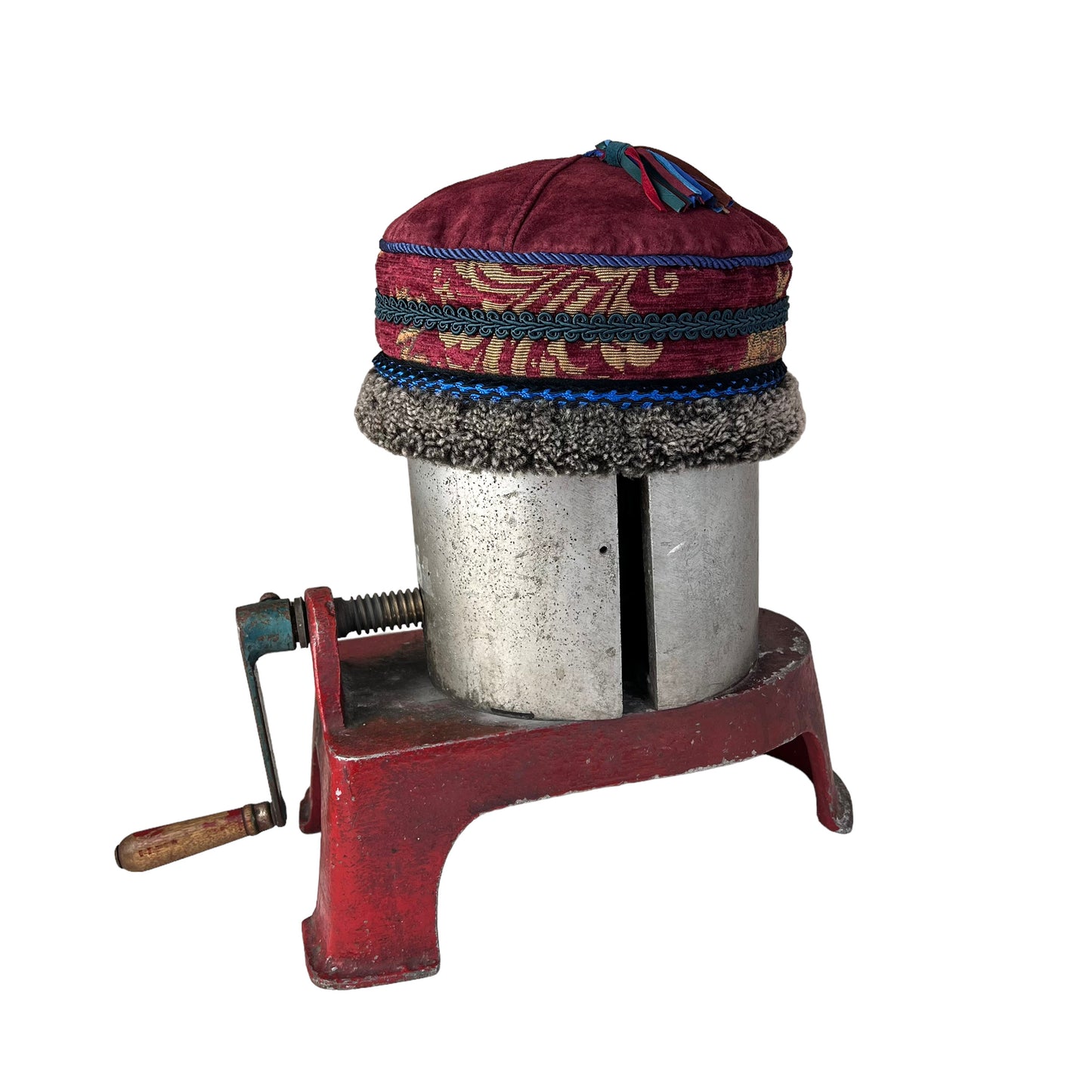 Tibetan Pillbox Hat Small Red