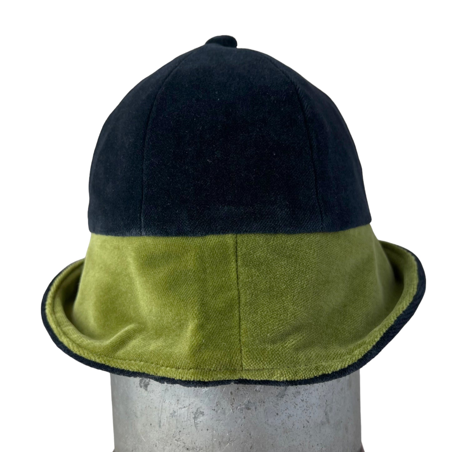 Cotton Velvet Rim Hat X Small Black Lime Green