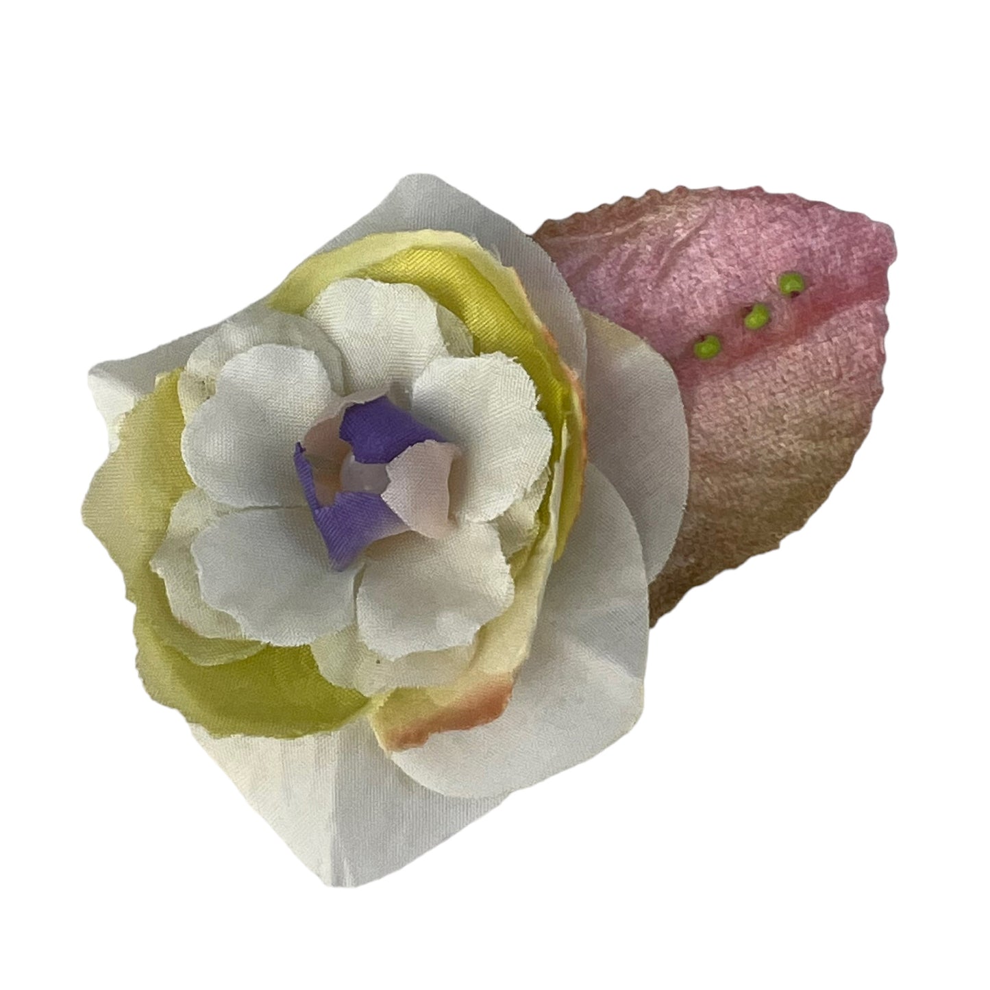 Small Flower Hat Clip White Pink