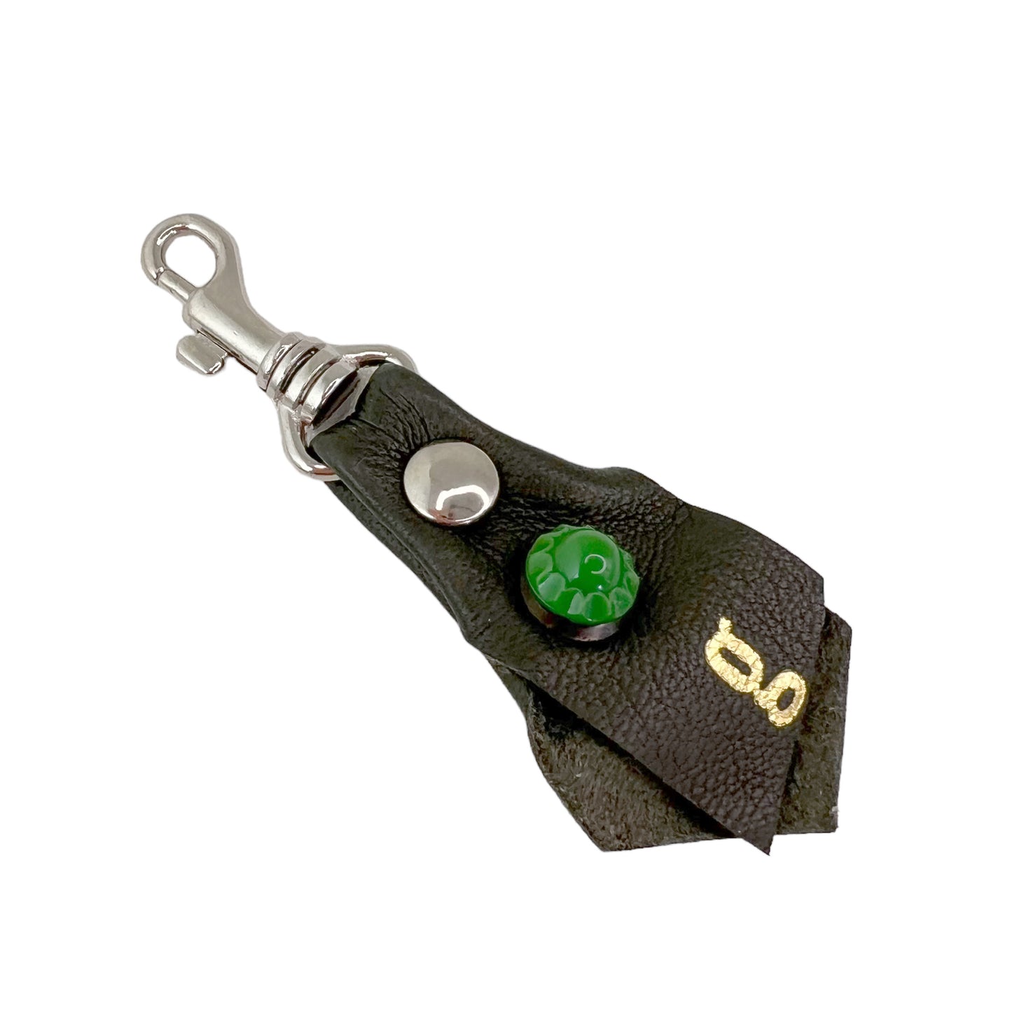 Zipper Fob Olive Green Lamb Leather Spring Hook