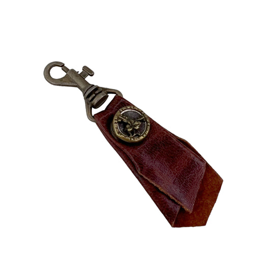 Zipper Fob Brown Lamb Leather Spring Hook