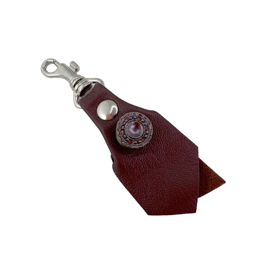 Zipper Fob Brown Lamb Leather Spring Hook