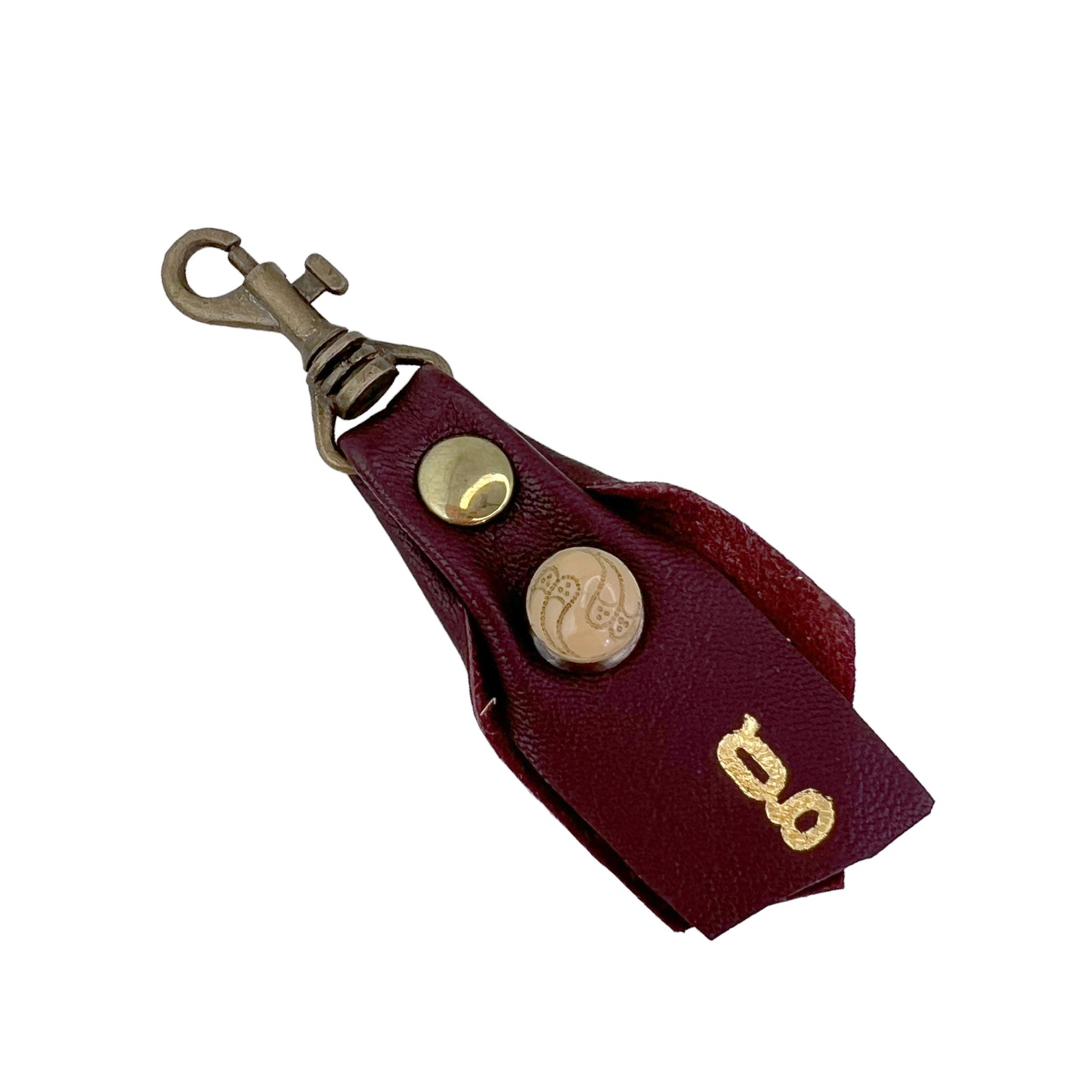 Zipper Fob Ox Blood Lamb Leather Spring Hook