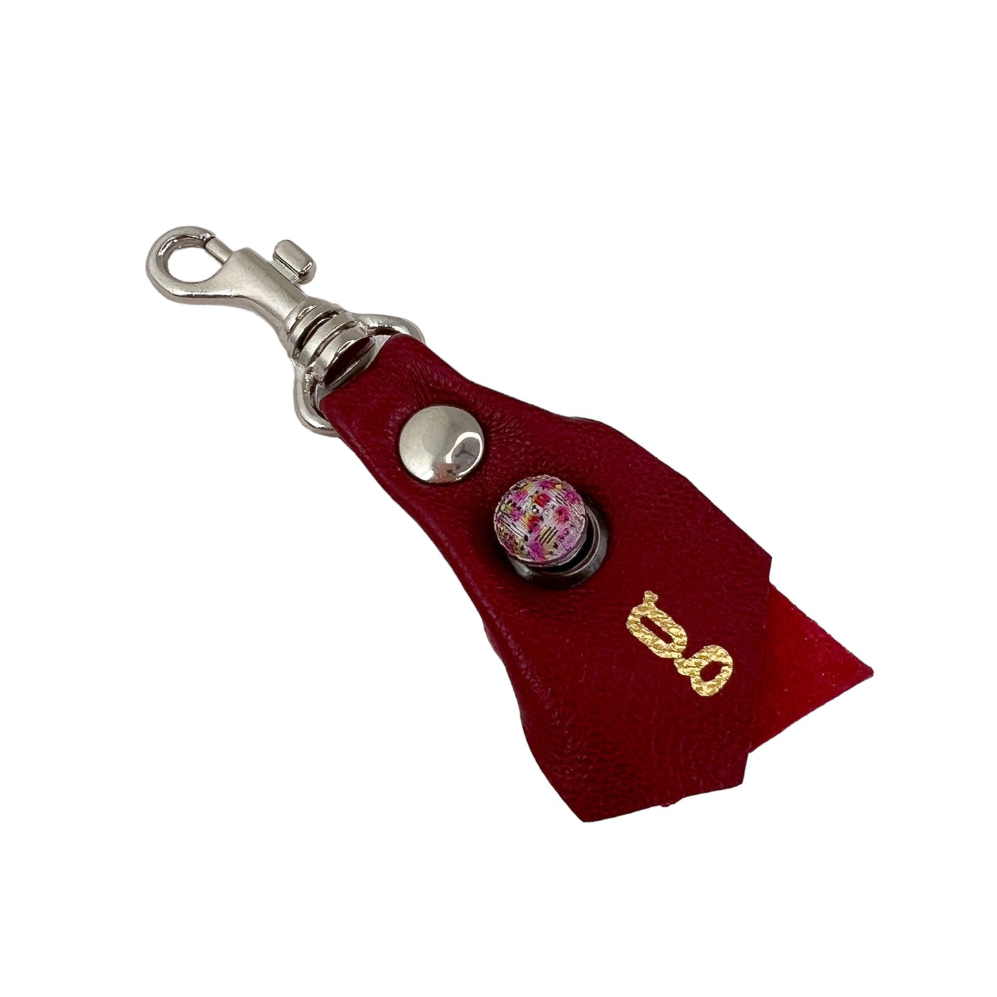 Zipper Fob Red Lamb Leather Spring Hook