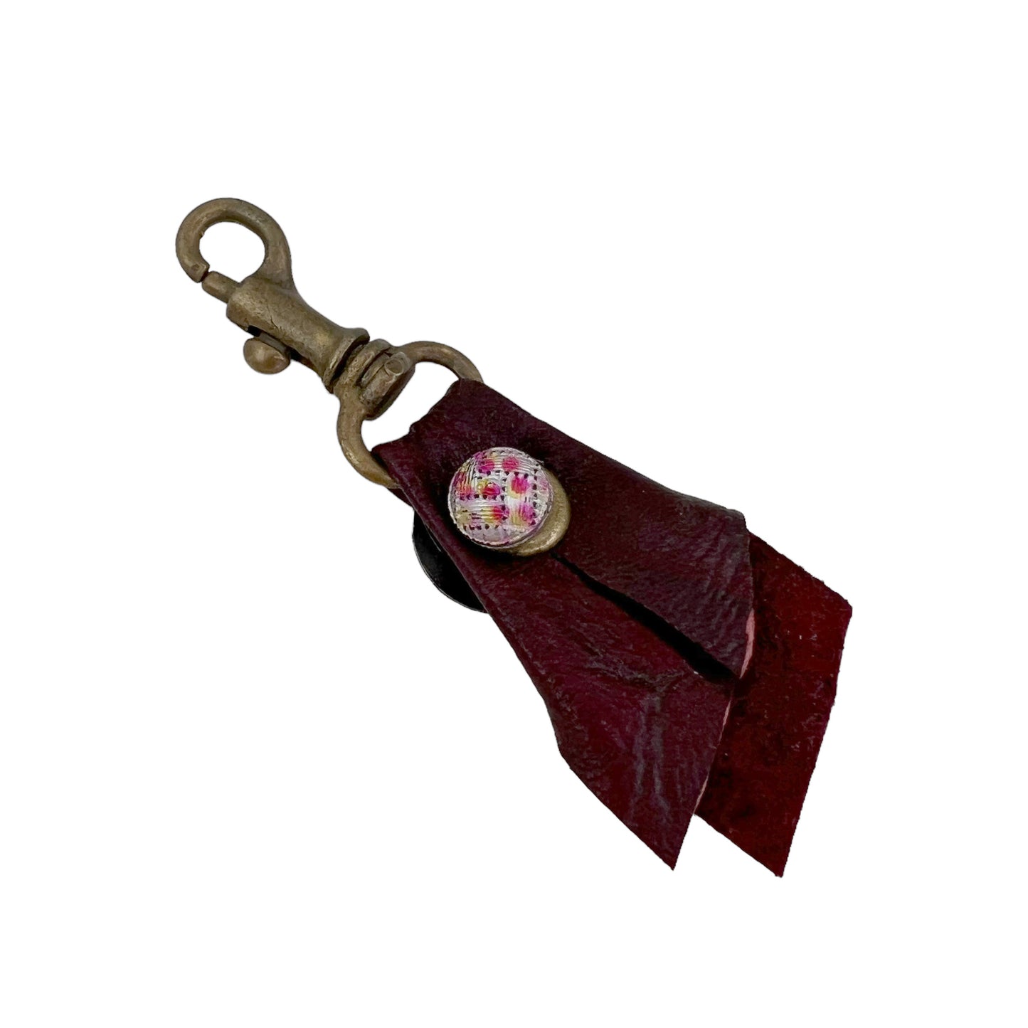 Zipper Fob Ox Blood Goat Leather Spring Hook
